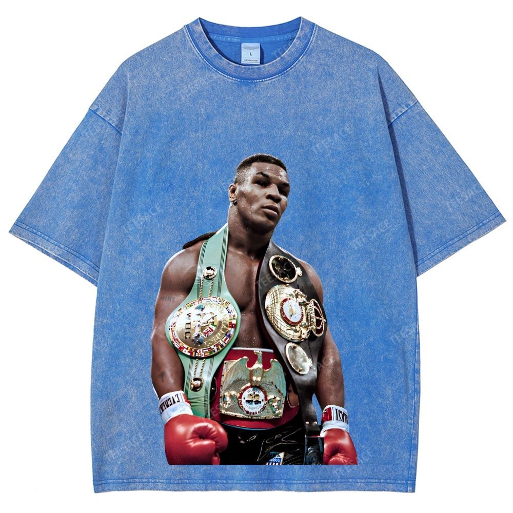 Vintage Style Unisex-Adult Oversized Washed Street T-shirt MIKE TYSON 11.18 TEE