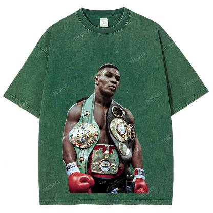 Vintage Style Unisex-Adult Oversized Washed Street T-shirt MIKE TYSON 11.18 TEE