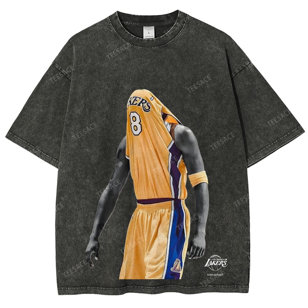 Vintage Style Unisex-Adult Oversized Washed Street T-shirt KOBE V2 TEE