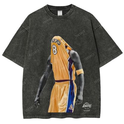 Vintage Style Unisex-Adult Oversized Washed Street T-shirt KOBE V2 TEE