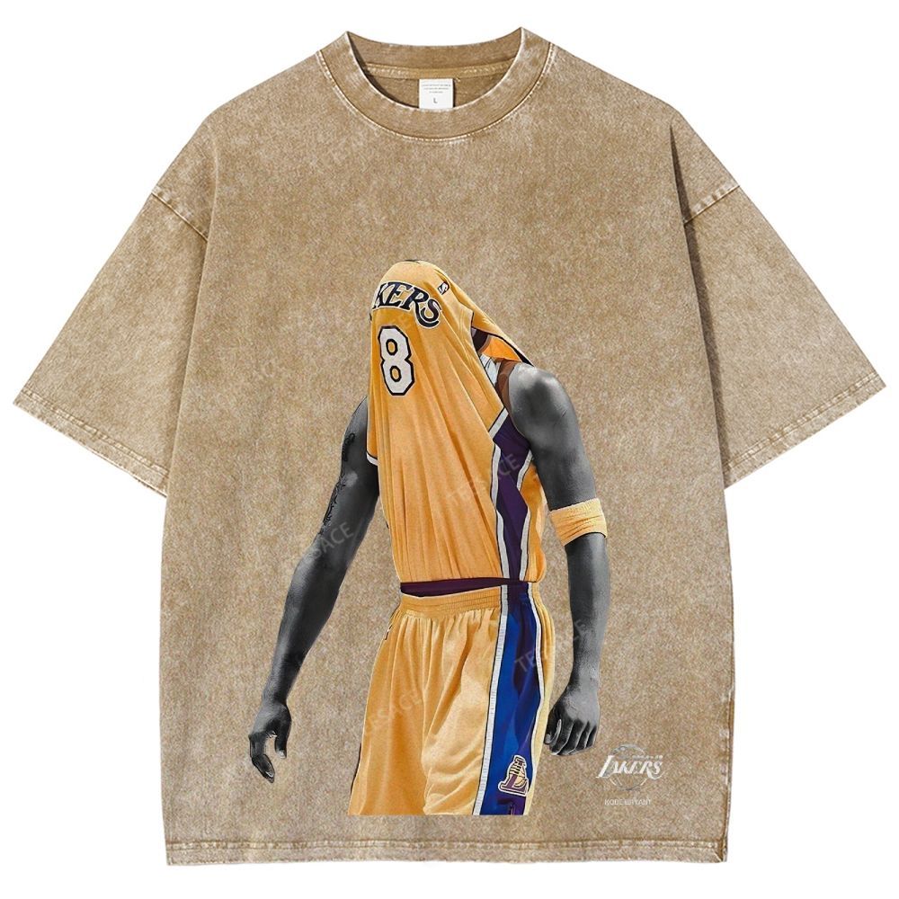 Vintage Style Unisex-Adult Oversized Washed Street T-shirt KOBE V2 TEE
