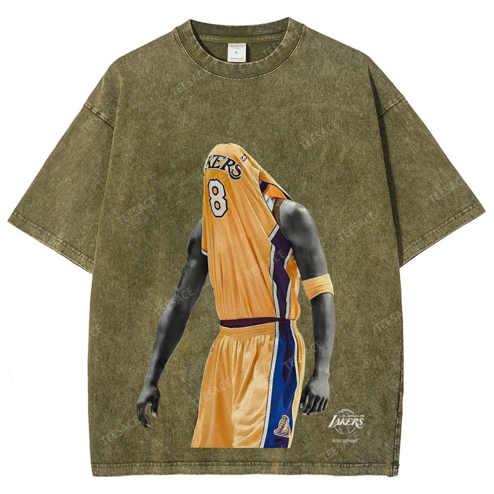 Vintage Style Unisex-Adult Oversized Washed Street T-shirt KOBE V2 TEE