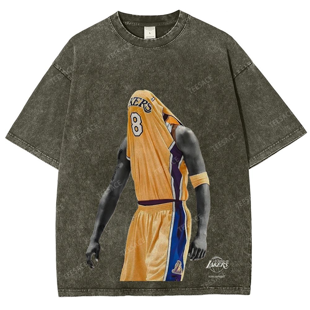 Vintage Style Unisex-Adult Oversized Washed Street T-shirt KOBE V2 TEE