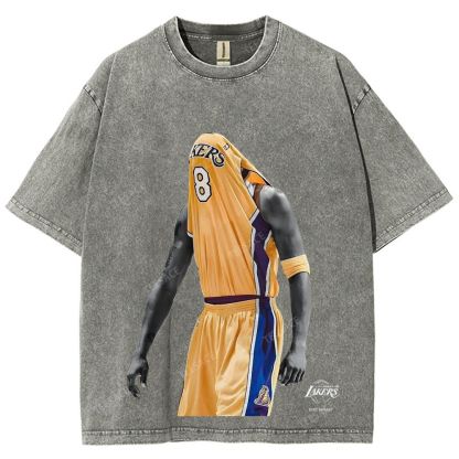 Vintage Style Unisex-Adult Oversized Washed Street T-shirt KOBE V2 TEE