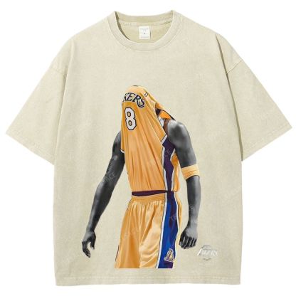 Vintage Style Unisex-Adult Oversized Washed Street T-shirt KOBE V2 TEE