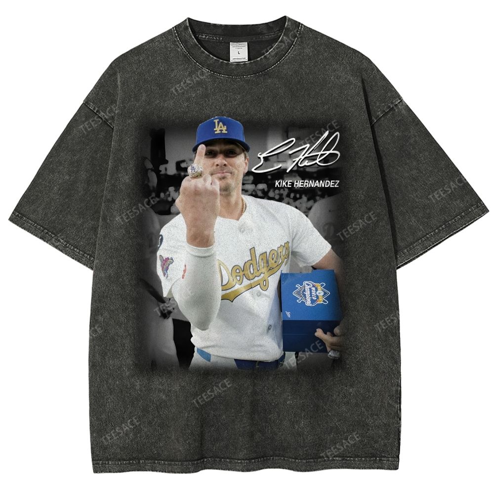 Vintage Style Unisex-Adult Oversized Washed Street T-shirt KIKE HERNANDEZ TEE