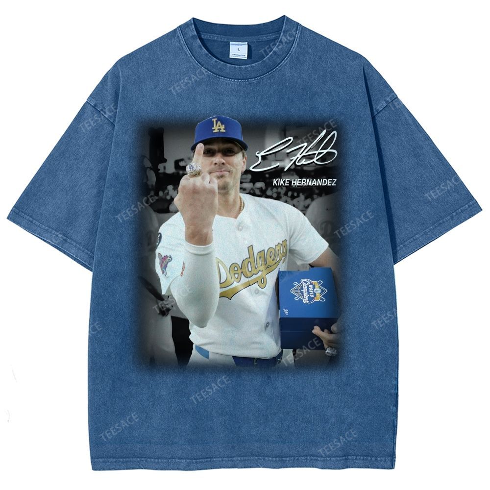 Vintage Style Unisex-Adult Oversized Washed Street T-shirt KIKE HERNANDEZ TEE
