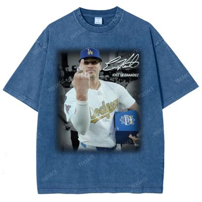 Vintage Style Unisex-Adult Oversized Washed Street T-shirt KIKE HERNANDEZ TEE