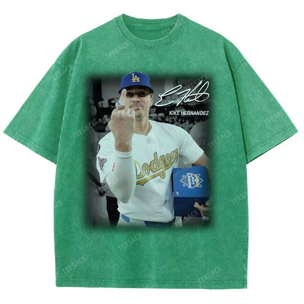 Vintage Style Unisex-Adult Oversized Washed Street T-shirt KIKE HERNANDEZ TEE