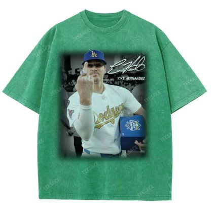 Vintage Style Unisex-Adult Oversized Washed Street T-shirt KIKE HERNANDEZ TEE