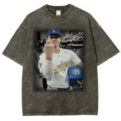 Vintage Style Unisex-Adult Oversized Washed Street T-shirt KIKE HERNANDEZ TEE
