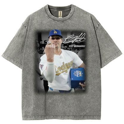 Vintage Style Unisex-Adult Oversized Washed Street T-shirt KIKE HERNANDEZ TEE