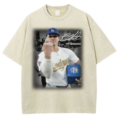 Vintage Style Unisex-Adult Oversized Washed Street T-shirt KIKE HERNANDEZ TEE