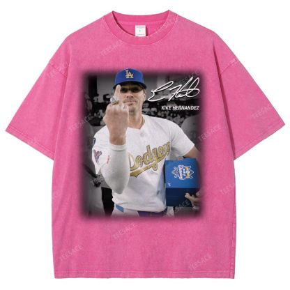 Vintage Style Unisex-Adult Oversized Washed Street T-shirt KIKE HERNANDEZ TEE