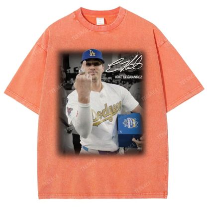 Vintage Style Unisex-Adult Oversized Washed Street T-shirt KIKE HERNANDEZ TEE