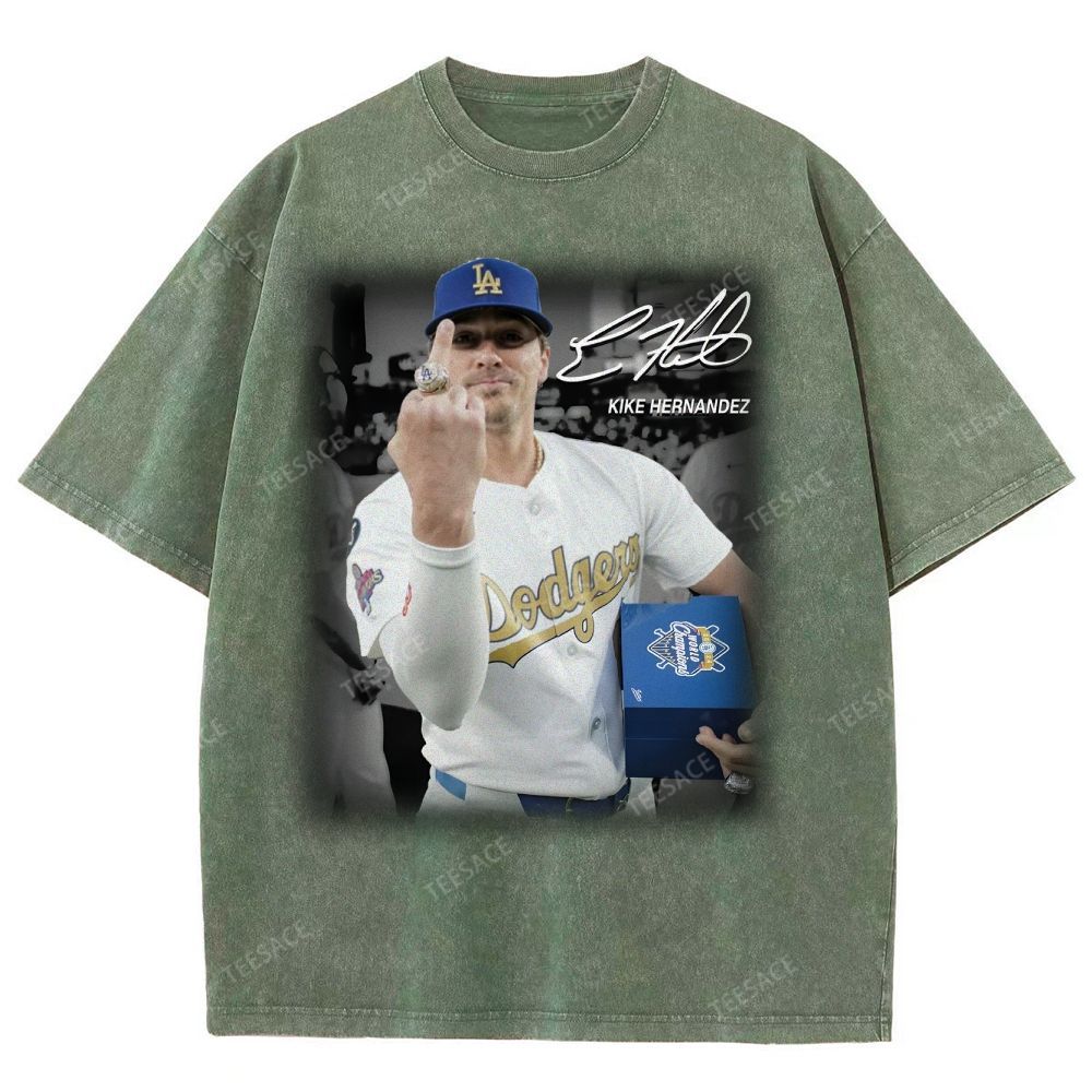 Vintage Style Unisex-Adult Oversized Washed Street T-shirt KIKE HERNANDEZ TEE