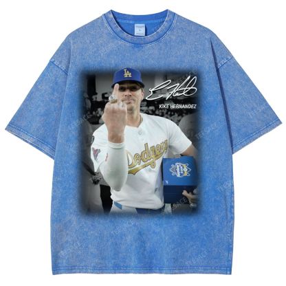 Vintage Style Unisex-Adult Oversized Washed Street T-shirt KIKE HERNANDEZ TEE