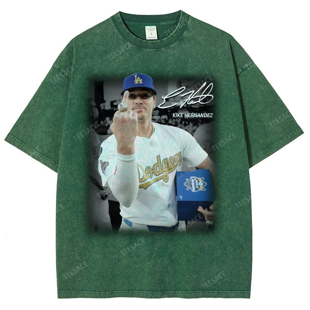 Vintage Style Unisex-Adult Oversized Washed Street T-shirt KIKE HERNANDEZ TEE