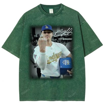Vintage Style Unisex-Adult Oversized Washed Street T-shirt KIKE HERNANDEZ TEE
