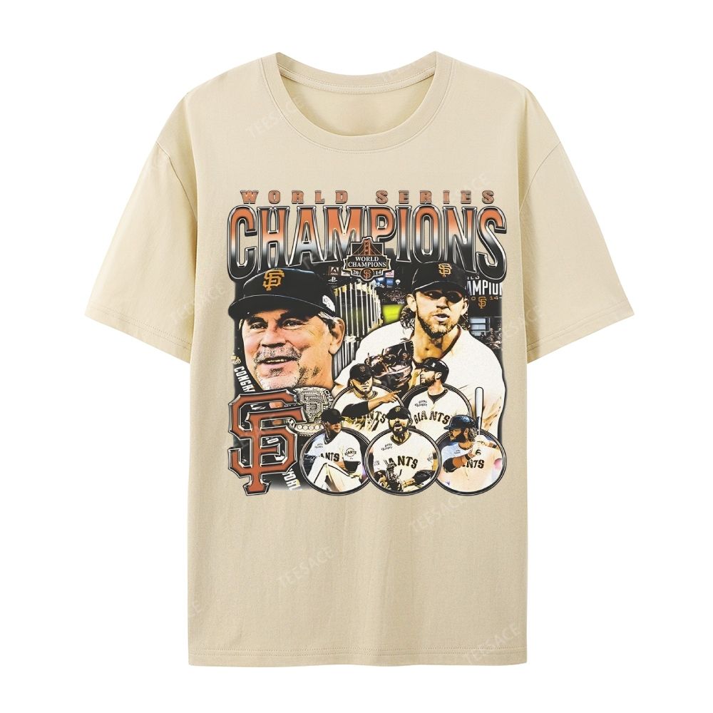 Unisex-Adult Ultra Cotton Washed T-Shirt Graphic 2014 WORLD SERIES CHAMPS - GIANTS TEE - [DS]