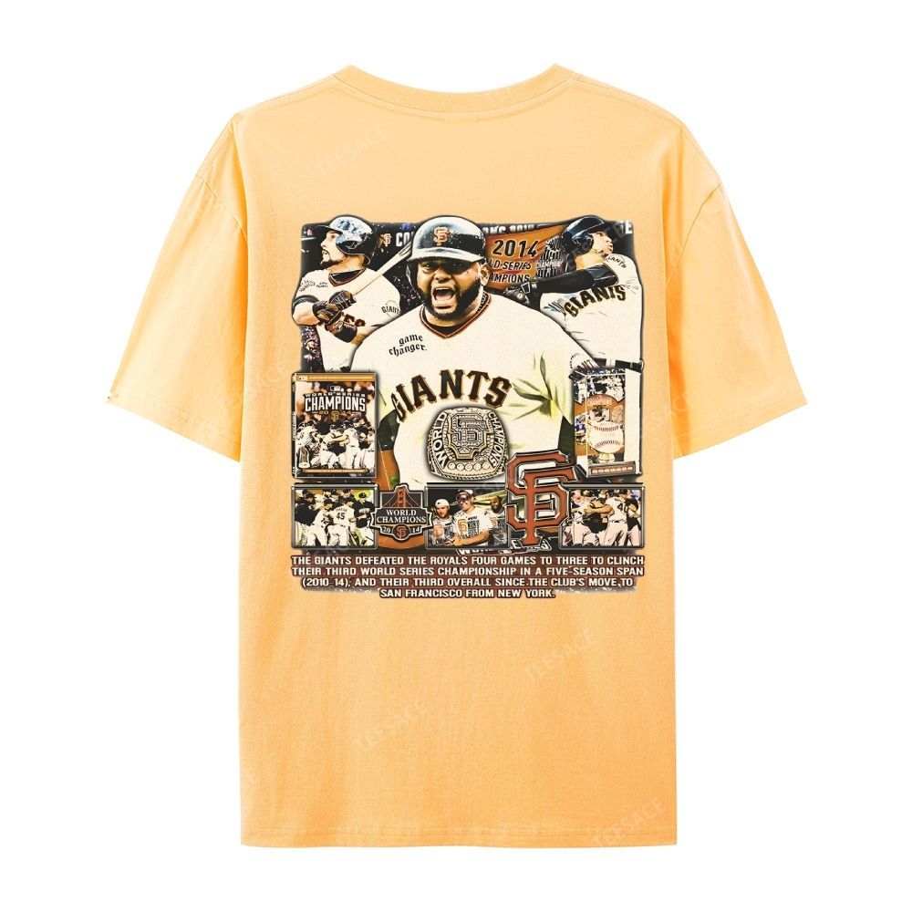Unisex-Adult Ultra Cotton Washed T-Shirt Graphic 2014 WORLD SERIES CHAMPS - GIANTS TEE - [DS]