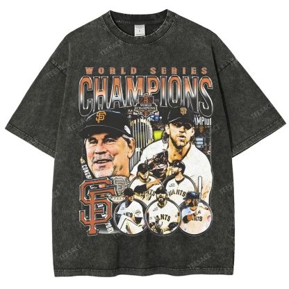 Unisex-Adult Ultra Cotton Washed T-Shirt Graphic 2014 WORLD SERIES CHAMPS - GIANTS TEE - [DS]