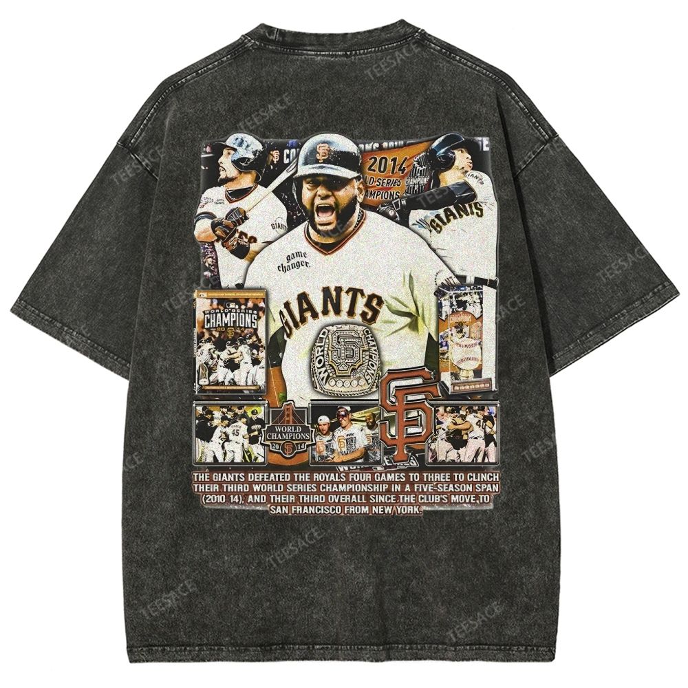 Unisex-Adult Ultra Cotton Washed T-Shirt Graphic 2014 WORLD SERIES CHAMPS - GIANTS TEE - [DS]