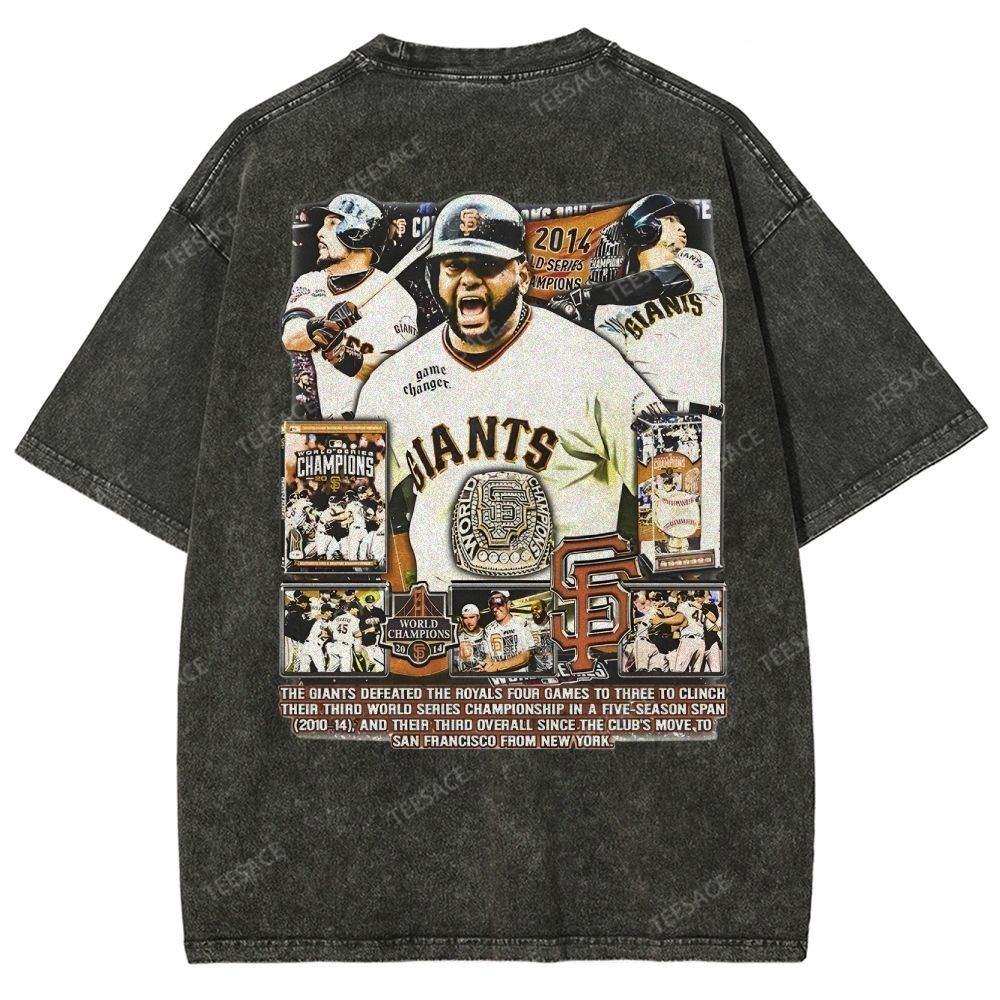 Unisex-Adult Ultra Cotton Washed T-Shirt Graphic 2014 WORLD SERIES CHAMPS - GIANTS TEE - [DS]