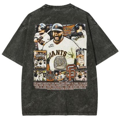 Unisex-Adult Ultra Cotton Washed T-Shirt Graphic 2014 WORLD SERIES CHAMPS - GIANTS TEE - [DS]