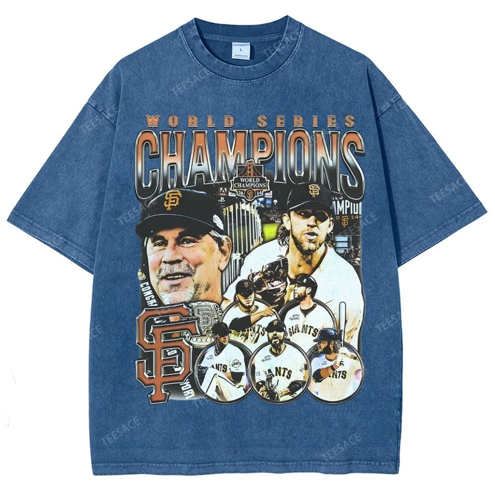 Unisex-Adult Ultra Cotton Washed T-Shirt Graphic 2014 WORLD SERIES CHAMPS - GIANTS TEE - [DS]