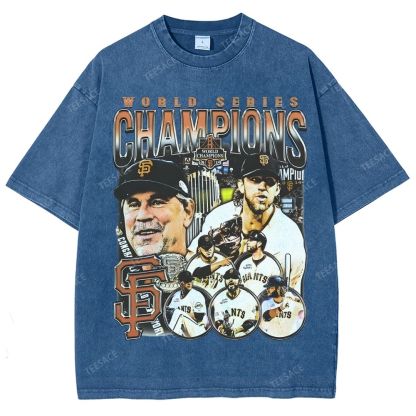 Unisex-Adult Ultra Cotton Washed T-Shirt Graphic 2014 WORLD SERIES CHAMPS - GIANTS TEE - [DS]