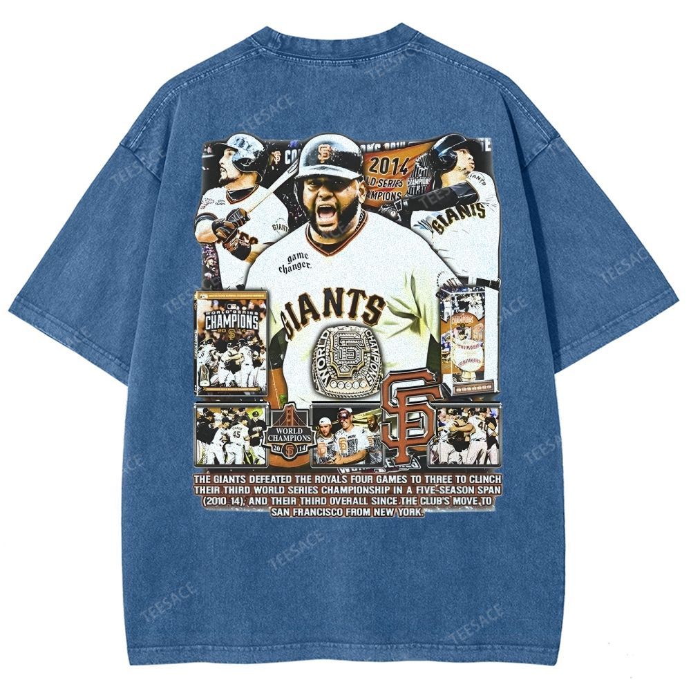 Unisex-Adult Ultra Cotton Washed T-Shirt Graphic 2014 WORLD SERIES CHAMPS - GIANTS TEE - [DS]