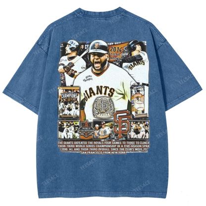 Unisex-Adult Ultra Cotton Washed T-Shirt Graphic 2014 WORLD SERIES CHAMPS - GIANTS TEE - [DS]