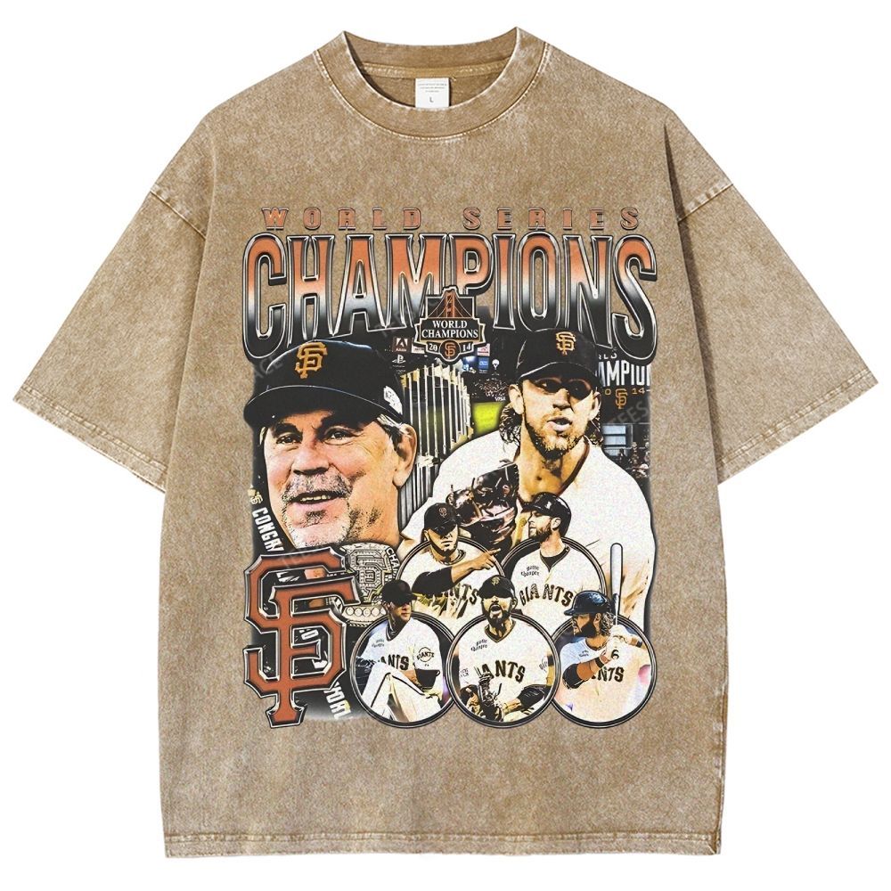 Unisex-Adult Ultra Cotton Washed T-Shirt Graphic 2014 WORLD SERIES CHAMPS - GIANTS TEE - [DS]
