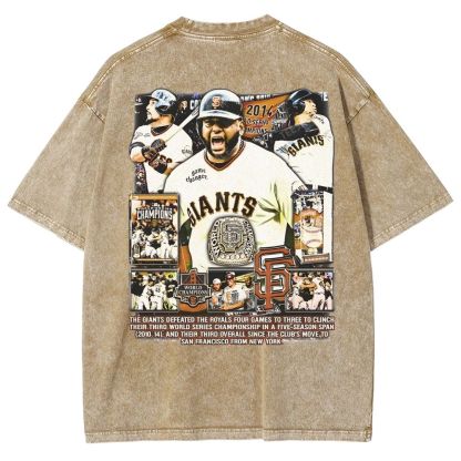 Unisex-Adult Ultra Cotton Washed T-Shirt Graphic 2014 WORLD SERIES CHAMPS - GIANTS TEE - [DS]