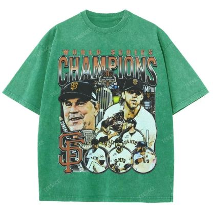 Unisex-Adult Ultra Cotton Washed T-Shirt Graphic 2014 WORLD SERIES CHAMPS - GIANTS TEE - [DS]