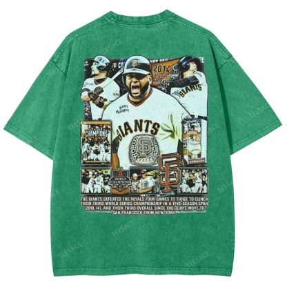 Unisex-Adult Ultra Cotton Washed T-Shirt Graphic 2014 WORLD SERIES CHAMPS - GIANTS TEE - [DS]
