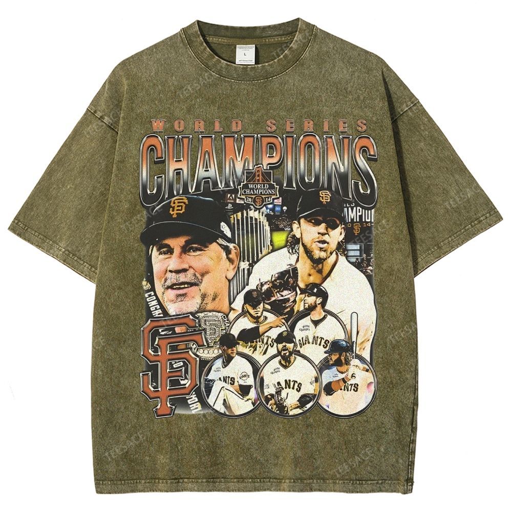 Unisex-Adult Ultra Cotton Washed T-Shirt Graphic 2014 WORLD SERIES CHAMPS - GIANTS TEE - [DS]