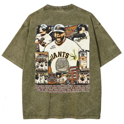 Unisex-Adult Ultra Cotton Washed T-Shirt Graphic 2014 WORLD SERIES CHAMPS - GIANTS TEE - [DS]