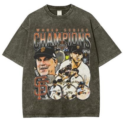 Unisex-Adult Ultra Cotton Washed T-Shirt Graphic 2014 WORLD SERIES CHAMPS - GIANTS TEE - [DS]