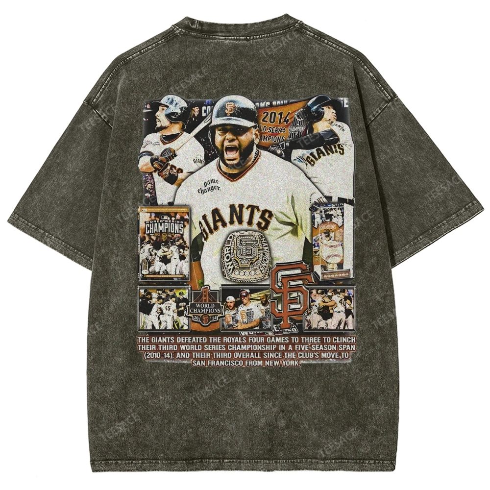 Unisex-Adult Ultra Cotton Washed T-Shirt Graphic 2014 WORLD SERIES CHAMPS - GIANTS TEE - [DS]