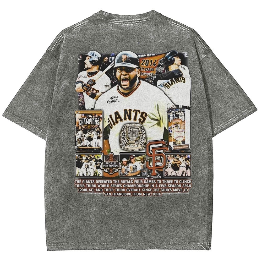 Unisex-Adult Ultra Cotton Washed T-Shirt Graphic 2014 WORLD SERIES CHAMPS - GIANTS TEE - [DS]