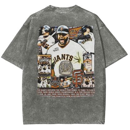 Unisex-Adult Ultra Cotton Washed T-Shirt Graphic 2014 WORLD SERIES CHAMPS - GIANTS TEE - [DS]