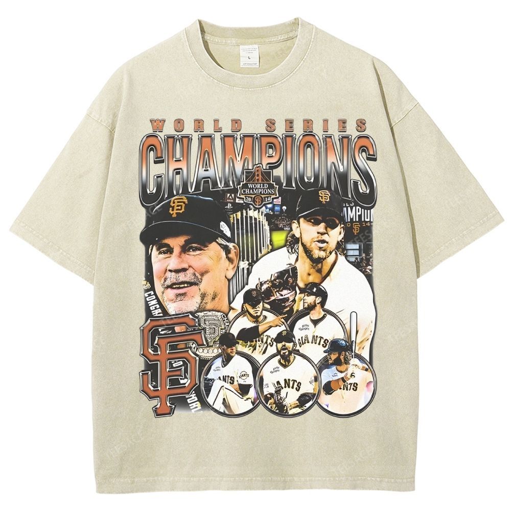 Unisex-Adult Ultra Cotton Washed T-Shirt Graphic 2014 WORLD SERIES CHAMPS - GIANTS TEE - [DS]