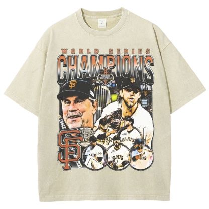 Unisex-Adult Ultra Cotton Washed T-Shirt Graphic 2014 WORLD SERIES CHAMPS - GIANTS TEE - [DS]