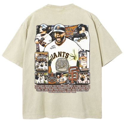Unisex-Adult Ultra Cotton Washed T-Shirt Graphic 2014 WORLD SERIES CHAMPS - GIANTS TEE - [DS]
