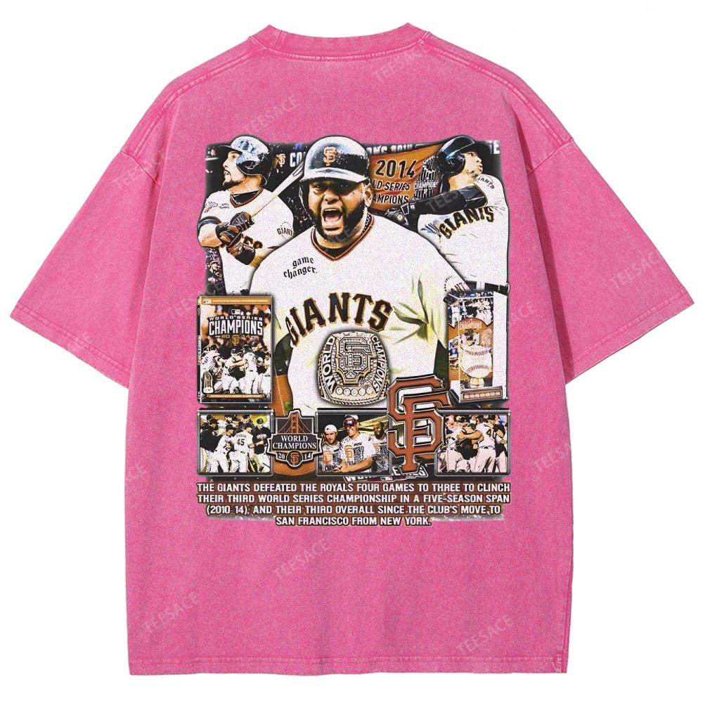 Unisex-Adult Ultra Cotton Washed T-Shirt Graphic 2014 WORLD SERIES CHAMPS - GIANTS TEE - [DS]
