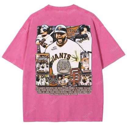 Unisex-Adult Ultra Cotton Washed T-Shirt Graphic 2014 WORLD SERIES CHAMPS - GIANTS TEE - [DS]