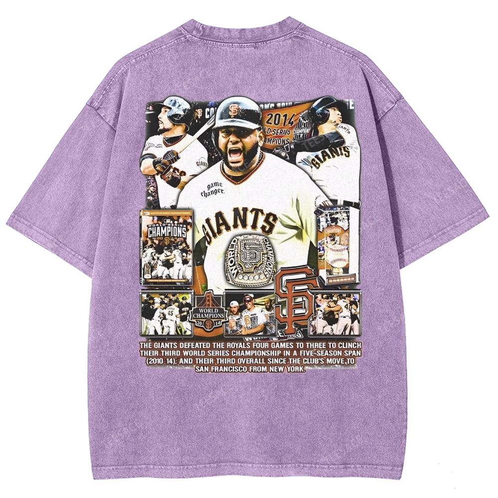 Unisex-Adult Ultra Cotton Washed T-Shirt Graphic 2014 WORLD SERIES CHAMPS - GIANTS TEE - [DS]
