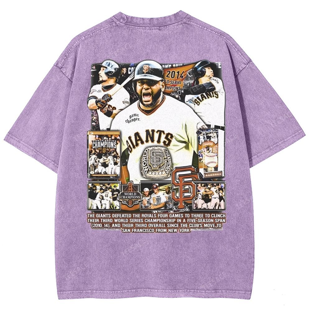 Unisex-Adult Ultra Cotton Washed T-Shirt Graphic 2014 WORLD SERIES CHAMPS - GIANTS TEE - [DS]